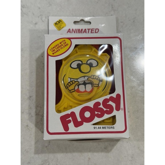 E & J Enterprises Other - VINTAGE Flossy Animated Dental Floss Container Dentist Teeth Hong Kong Yellow O